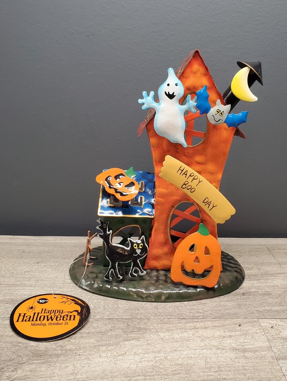 New old stock vintage halloween tin tealight holder